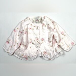 ROSE VINTAGE Y2K Baby Girls' Floral Lace Hem Peplum Jacket Cottagecore Size 3-6M